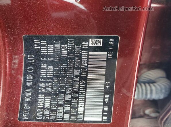 JHMCR6F50HC027975 2017 HONDA ACCORD Burgundy Vista del compartimento del motor
