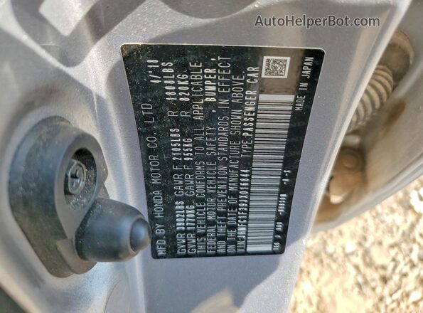 JHMFC1F39JX016844 2018 HONDA CIVIC Silver Vista del compartimento del motor