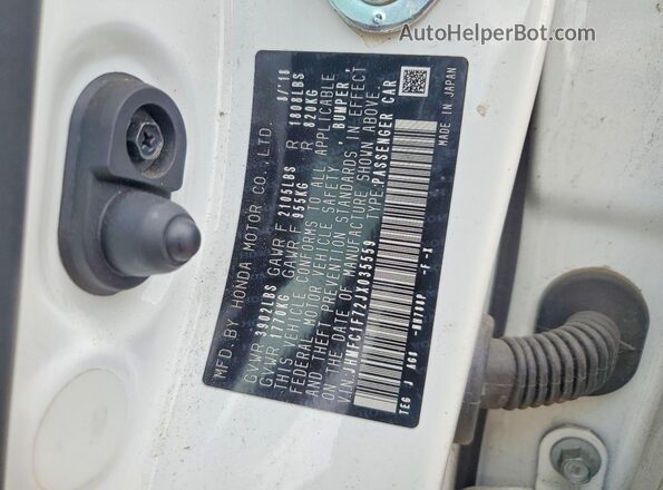 JHMFC1F72JX035559 2018 HONDA CIVIC White Շարժիչի բաժամունքի տեսք