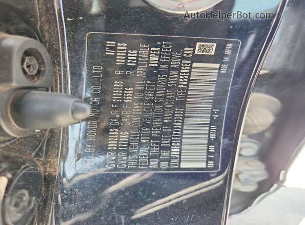 JHMFC1F7XJX033932 2018 HONDA CIVIC Black Vista de la etiqueta del VIN
