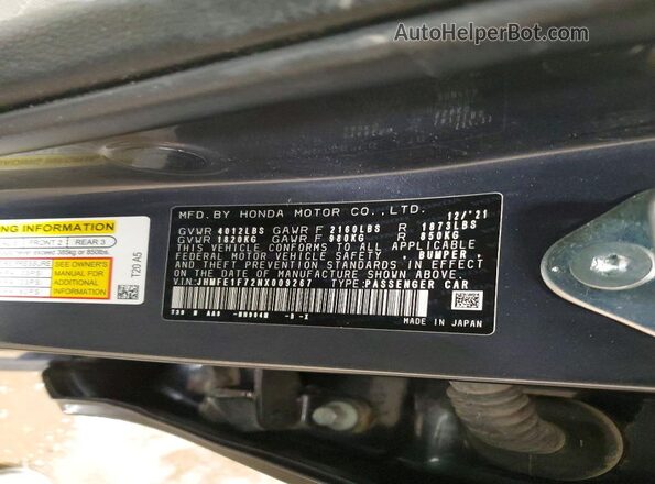 JHMFE1F72NX009267 2022 HONDA CIVIC Gray Widok komory silnika