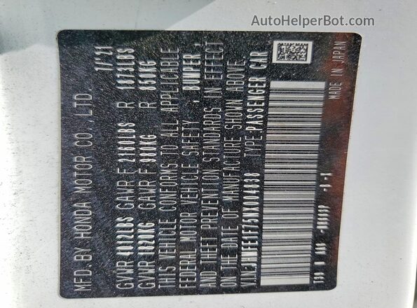JHMFE1F75NX004838 2022 HONDA CIVIC Белый Вид подкапотного пространства