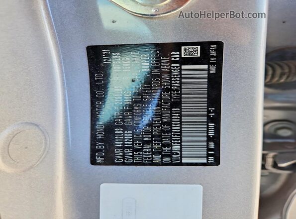 JHMFE1F78NX009418 2022 HONDA CIVIC Silver Vista del compartimento del motor