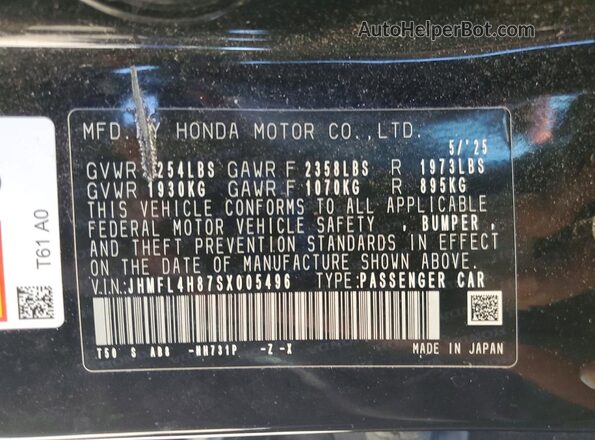 JHMFL4H87SX005496 2025 HONDA CIVIC Black ძრავის განყოფილების ხედი