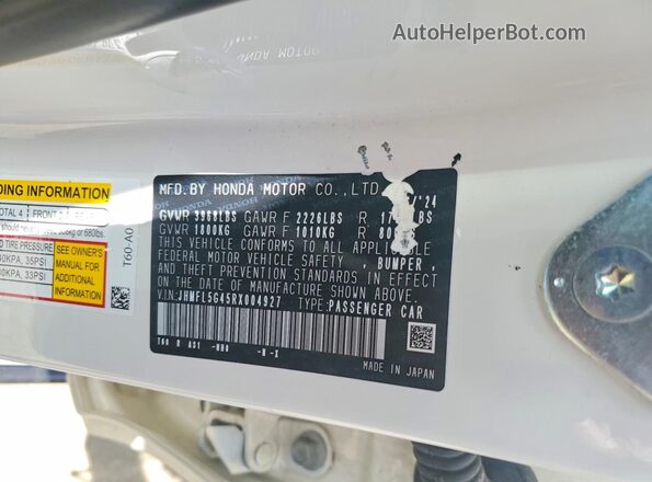 JHMFL5G45RX004927 2024 HONDA CIVIC White ძრავის განყოფილების ხედი