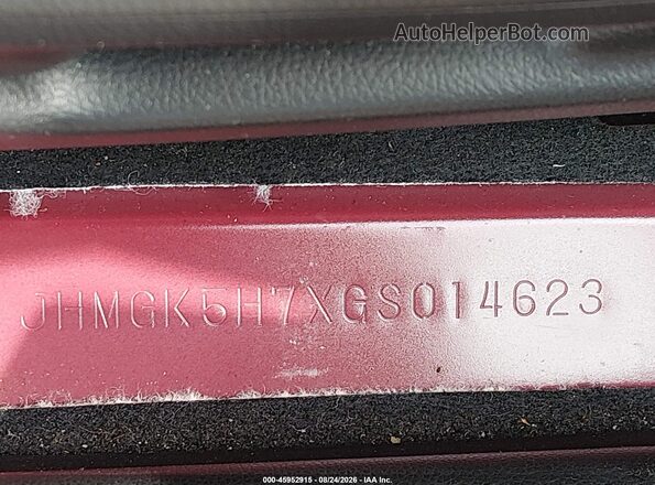 JHMGK5H7XGS014623 2016 HONDA FIT Красный Вид подкапотного пространства