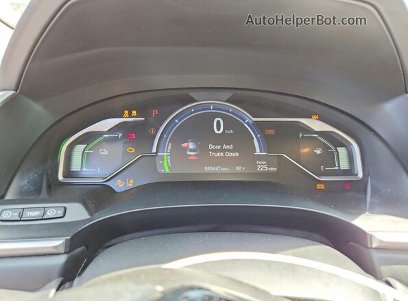 JHMZC5F13KC003907 2019 HONDA CLARITY Gray Вид щитка приладів