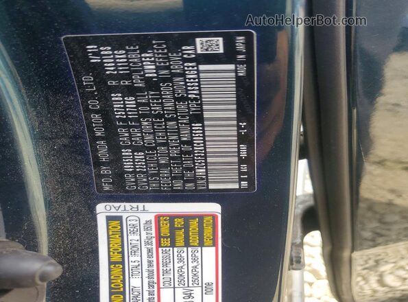 JHMZC5F32KC005696 2019 HONDA CLARITY Green Вид наклейки з VIN-кодом
