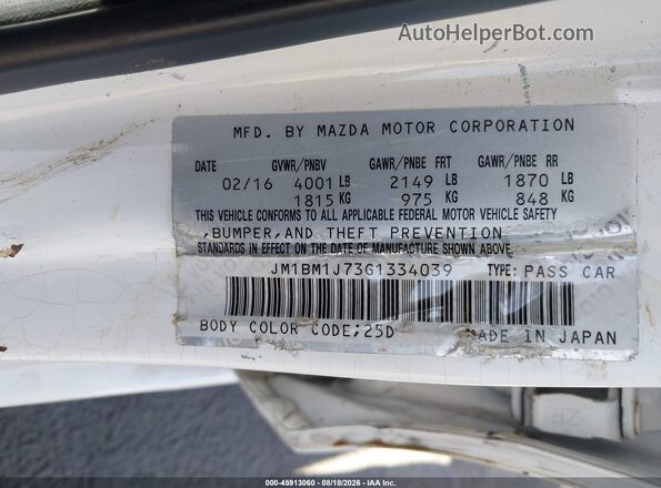 JM1BM1J73G1334039 2016 MAZDA 3 Белый Вид подкапотного пространства