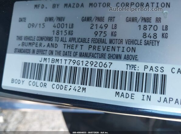 JM1BM1T79G1292067 2016 MAZDA 3 Black Widok komory silnika