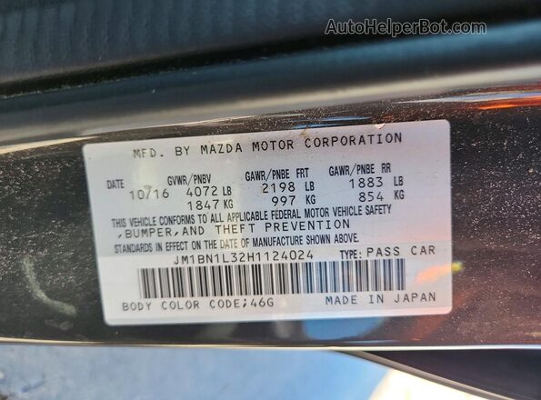 JM1BN1L32H1124024 2017 MAZDA 3 Gray Vista de la etiqueta del VIN