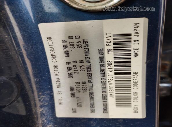 JM1BN1V78J1161908 2018 MAZDA 3 Синий Вид подкапотного пространства