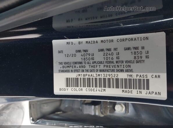 JM1BPAAL3M1329522 2021 MAZDA 3 Dark Blue Շարժիչի բաժամունքի տեսք