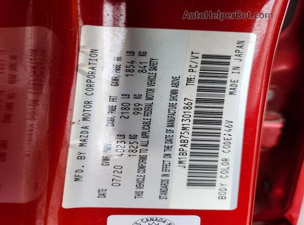JM1BPAB75M1301867 2021 MAZDA 3 Red Вид підкапотного простору
