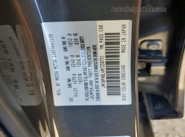 JM1BPABL4M1338731 2021 MAZDA 3 Charcoal ძრავის განყოფილების ხედი