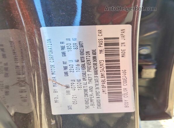 JM1BPABL8M1345973 2021 MAZDA 3 Gray Engine compartment view