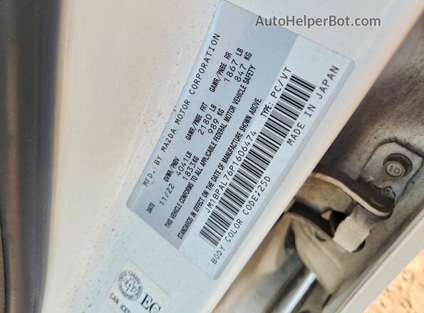 JM1BPAL76P1606474 2023 MAZDA 3 Белый Вид наклейки с VIN-кодом