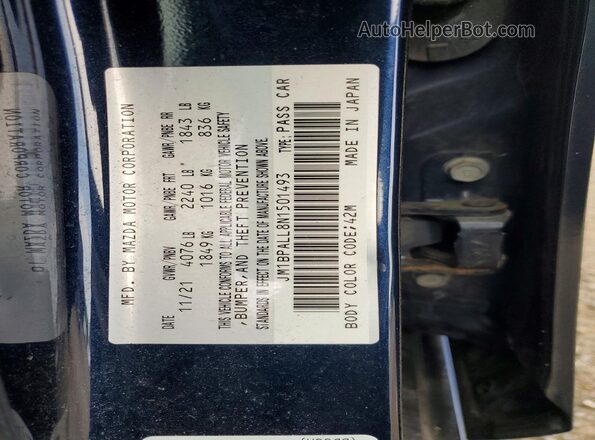 JM1BPALL8N1501493 2022 MAZDA 3 Blue ძრავის განყოფილების ხედი
