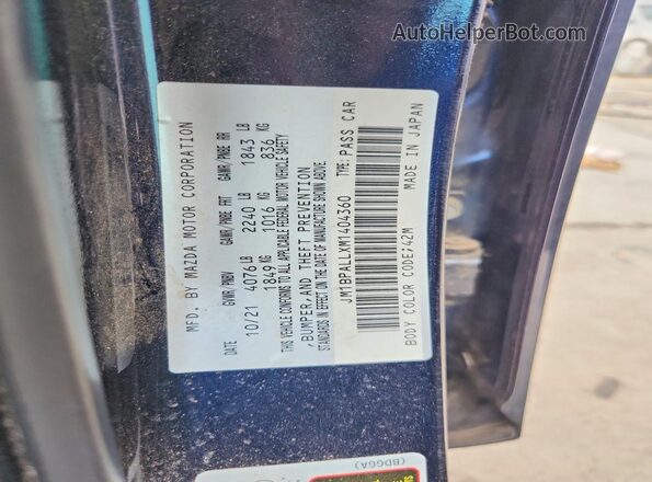 JM1BPALLXM1404360 2021 MAZDA 3 Blue Vista de la etiqueta del VIN
