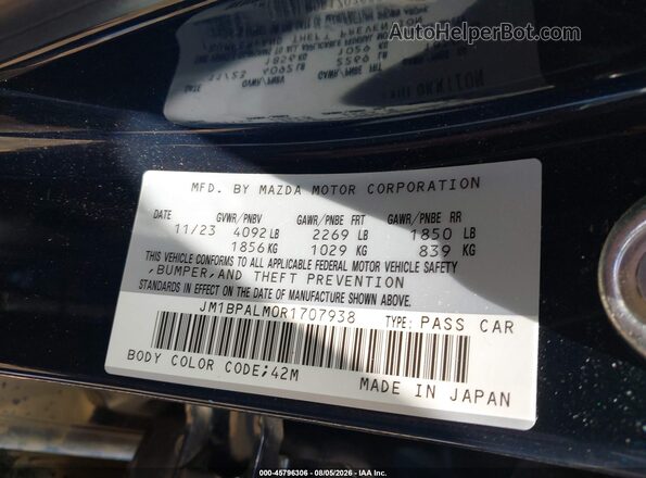 JM1BPALM0R1707938 2024 MAZDA 3 Blue Widok komory silnika
