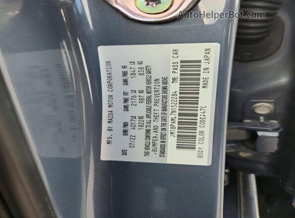 JM1BPAML7N1522284 2022 MAZDA 3 Blue VIN კოდის სტიკერის ხედი