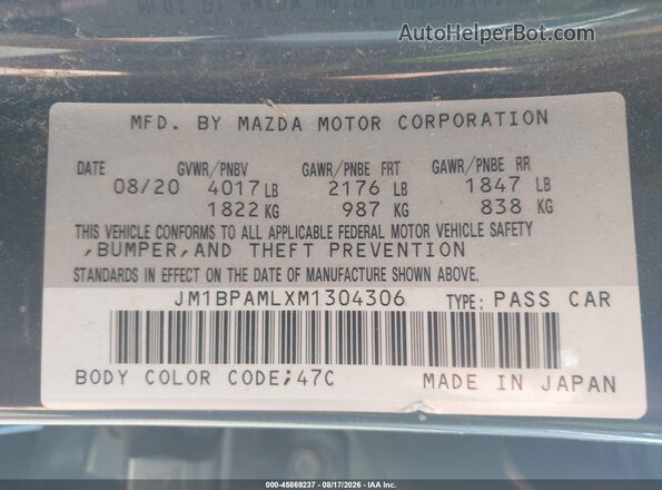 JM1BPAMLXM1304306 2021 MAZDA 3 Gray Շարժիչի բաժամունքի տեսք