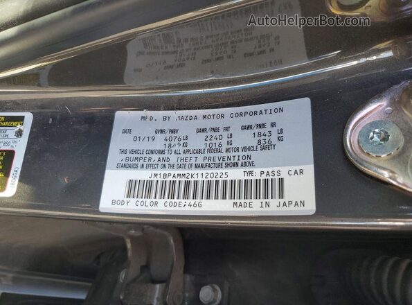 JM1BPAMM2K1120225 2019 MAZDA 3 Gray VIN კოდის სტიკერის ხედი