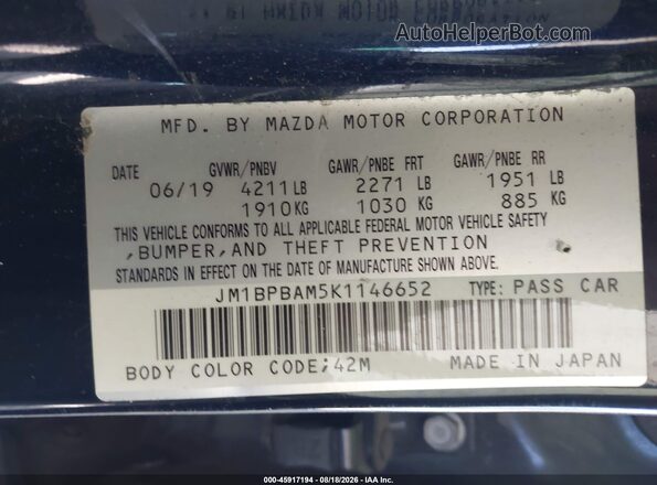 JM1BPBAM5K1146652 2019 MAZDA 3 Blue Widok komory silnika