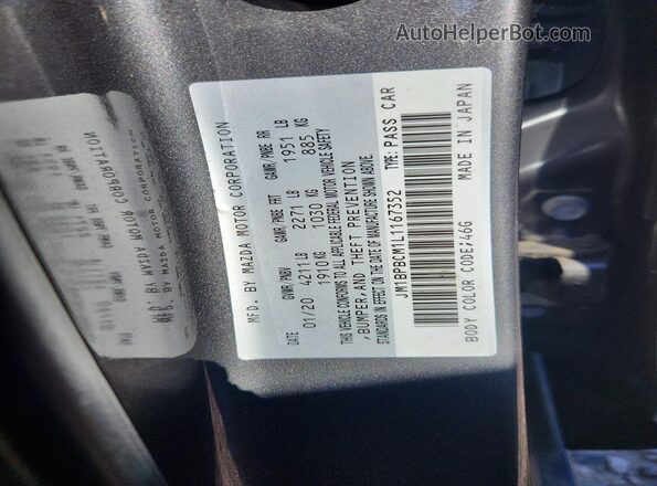 JM1BPBCM1L1167352 2020 MAZDA 3 Charcoal Widok komory silnika