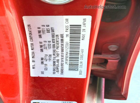 JM1BPBEM6K1125061 2019 MAZDA 3 Red Widok komory silnika
