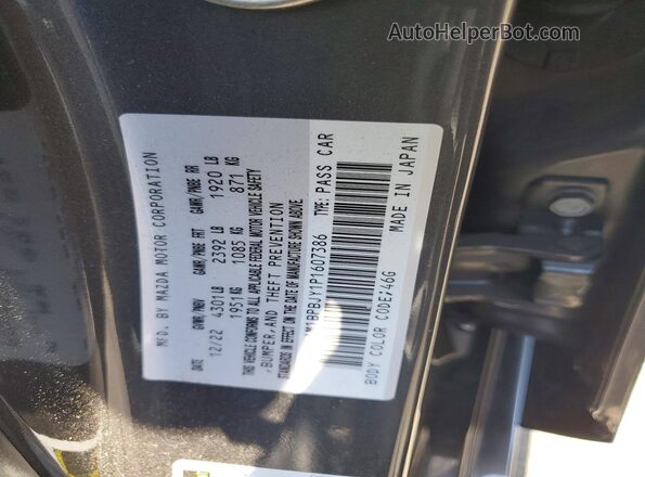 JM1BPBJY1P1607386 2023 MAZDA 3 Charcoal Вид наклейки з VIN-кодом