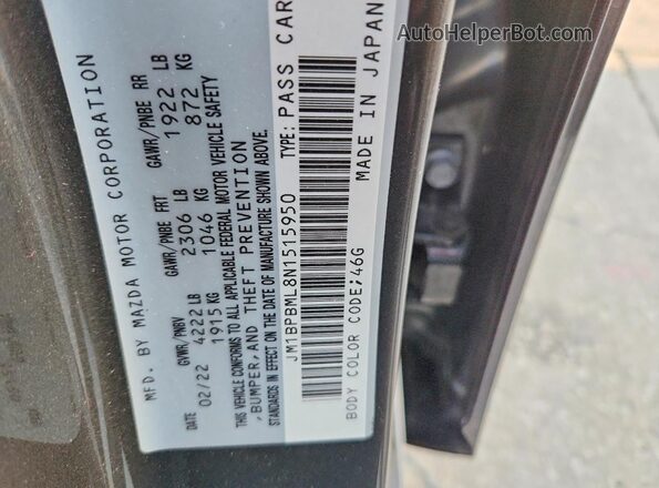 JM1BPBML8N1515950 2022 MAZDA 3 Gray Vista de la etiqueta del VIN