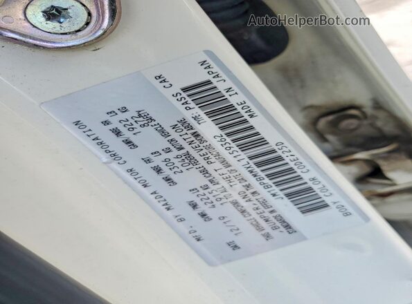 JM1BPBMMXL1159362 2020 MAZDA 3 White Vista de la etiqueta del VIN
