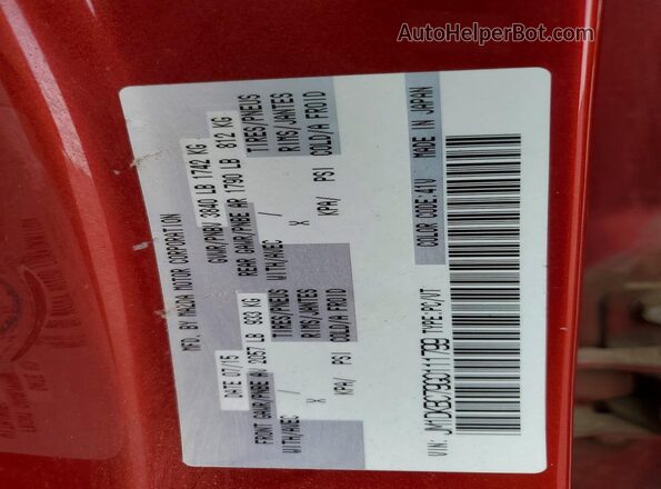 JM1DKBC79G0111799 2016 MAZDA CX-3 Red Vista de la etiqueta del VIN