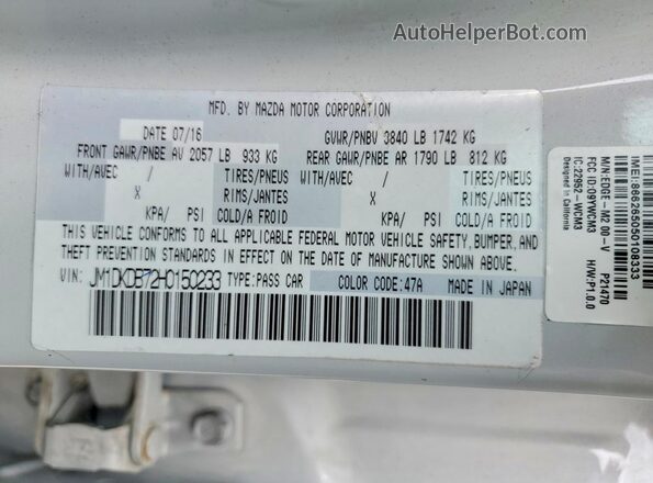 JM1DKDB72H0150233 2017 MAZDA CX-3 Silver Widok komory silnika