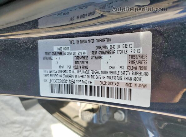 JM1DKDC74K0411884 2019 MAZDA CX-3 Blue Widok naklejki z numerem VIN