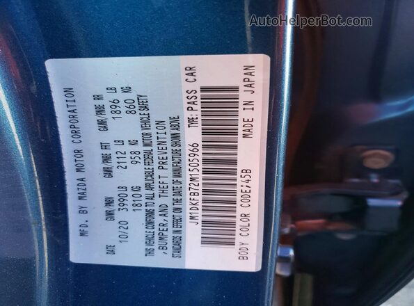 JM1DKFB72M1505966 2021 MAZDA CX-3 Blue Շարժիչի բաժամունքի տեսք