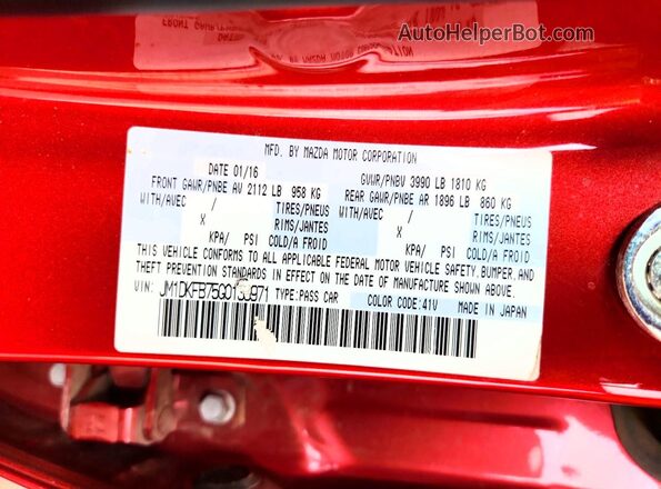 JM1DKFB75G0133971 2016 MAZDA CX-3 Red VIN sticker view