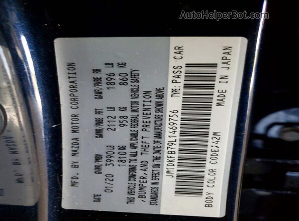 JM1DKFB79L1469756 2020 MAZDA CX-3 Blue Widok naklejki z numerem VIN