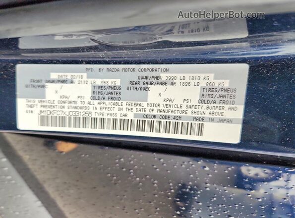 JM1DKFC7XJ0331256 2018 MAZDA CX-3 Blue ძრავის განყოფილების ხედი
