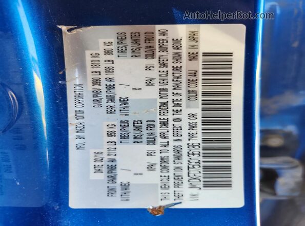 JM1DKFD75G0136186 2016 MAZDA CX-3 Blue Вид наклейки з VIN-кодом
