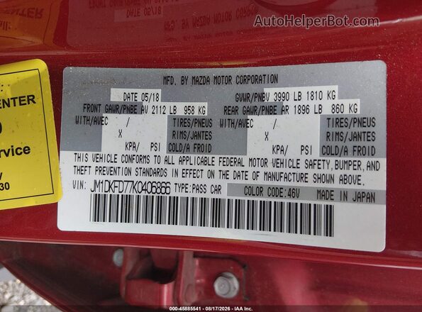 JM1DKFD77K0406866 2019 MAZDA CX-3 Red Vista del compartimento del motor