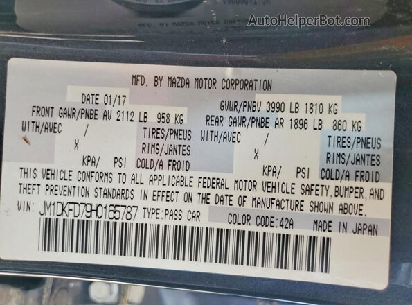 JM1DKFD79H0165787 2017 MAZDA CX-3 Gray Vista de la etiqueta del VIN