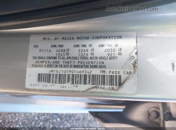 JM1GJ1U59G1469342 2016 MAZDA 6 Silver Widok komory silnika