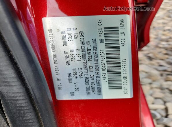JM1GJ1U5XG1451321 2016 MAZDA 6 Red Vista del compartimento del motor