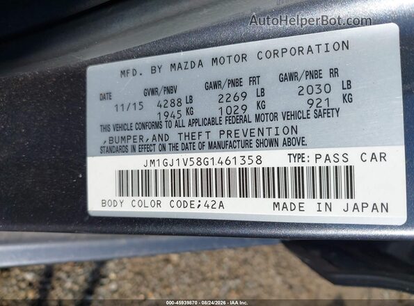 JM1GJ1V58G1461358 2016 MAZDA 6 Черный Вид подкапотного пространства