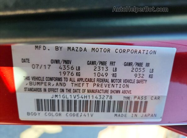 JM1GL1V54H1143278 2017 MAZDA 6 Red Вид підкапотного простору
