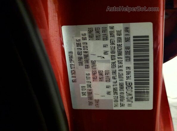 JM1GL1WY7J1334997 2018 MAZDA 6 Red VIN კოდის სტიკერის ხედი