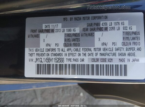 JM1GL1X56H1152688 2017 MAZDA 6 Blue Widok komory silnika