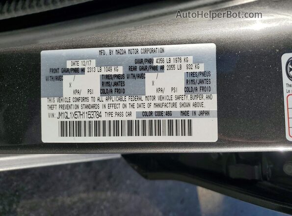 JM1GL1X57H1153784 2017 MAZDA 6 Charcoal Widok naklejki z numerem VIN